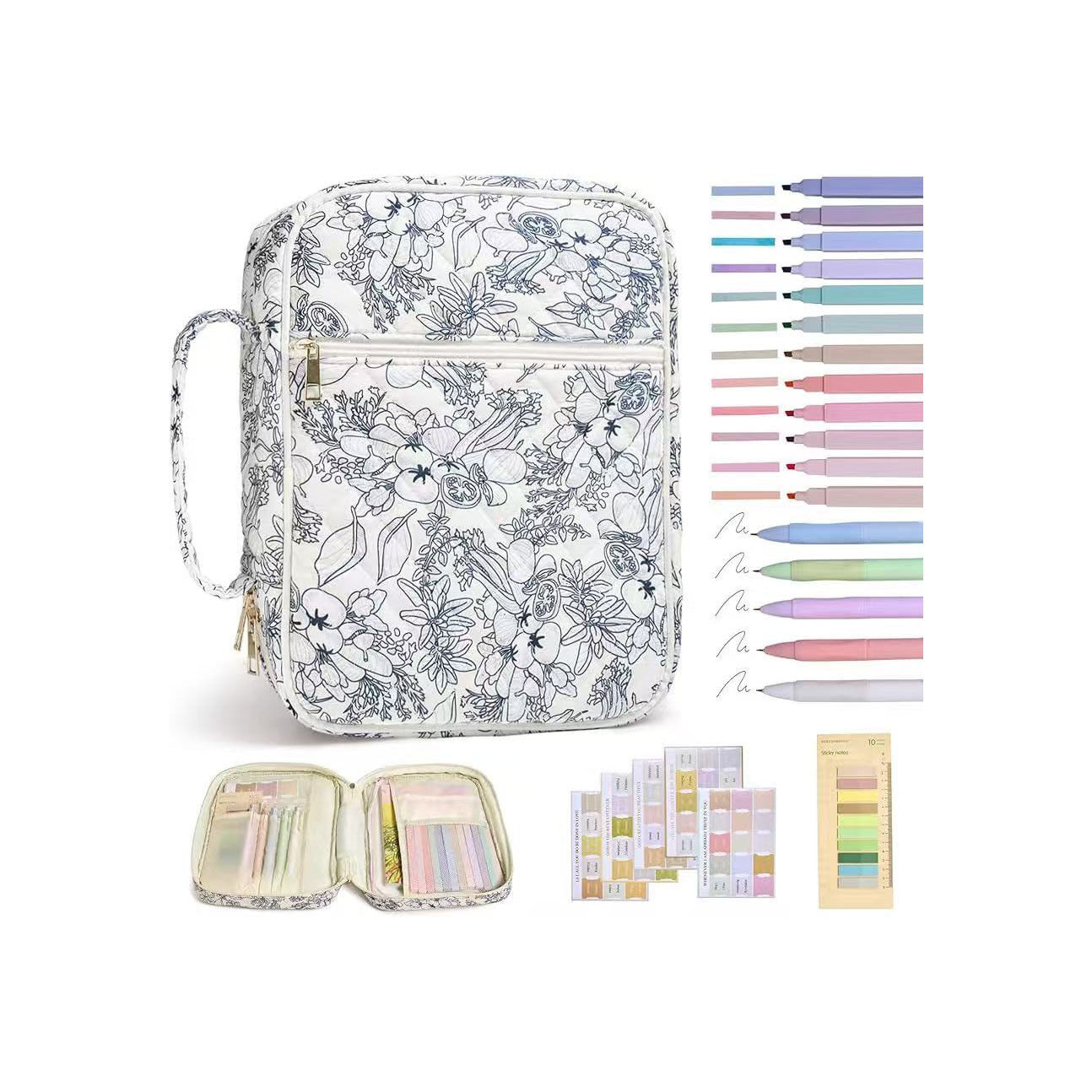 【Your Exclusive Discount】Bible Cover Case for Women Large Bible Bag, Bible Study Supplies Journaling Kit Quilted Church Bag with Handle, Puffer Carrying Case w/Tabs Accessories Easter Mothers Day Christian Gifts for Women Mom
