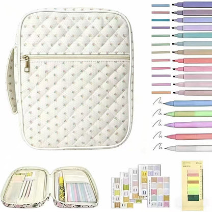 【Your Exclusive Discount】Bible Cover Case for Women Large Bible Bag, Bible Study Supplies Journaling Kit Quilted Church Bag with Handle, Puffer Carrying Case w/Tabs Accessories Easter Mothers Day Christian Gifts for Women Mom