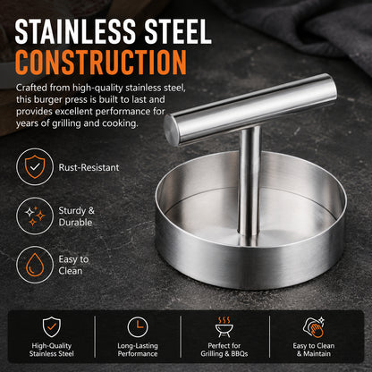 🎁50%OFF &😍 Hot Sale Stainless Steel Burger Press - 1Pc Nonstick Burger Patty Maker Mold
