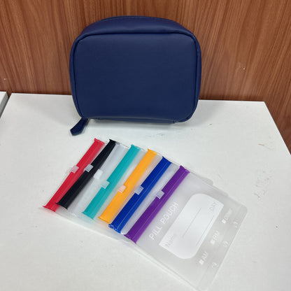 💊A8 Waterproof 14-Pouch Weekly Pill Organizer, Color-Coded Travel Storage for Vitamins & Supplements