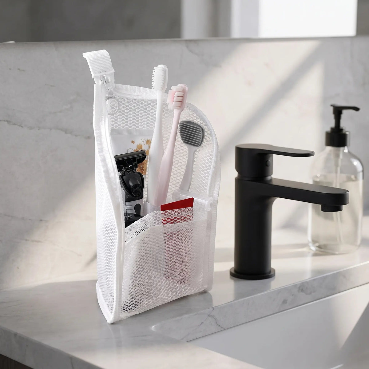 🔥2026NEW✨BUY 1 GET 1 FREE!!!🔥Mesh Zipper Toiletry Storage Pouch - Multi-Pocket Travel Cosmetic Organizer Bag