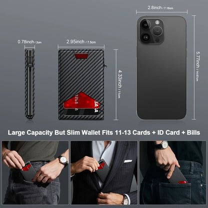🔥 Men's RFID Minimalist Wallet | Slim Bifold Card Holder with Pop-Up Card Slot & Money Clip