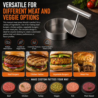 🎁50%OFF &😍 Hot Sale Stainless Steel Burger Press - 1Pc Nonstick Burger Patty Maker Mold