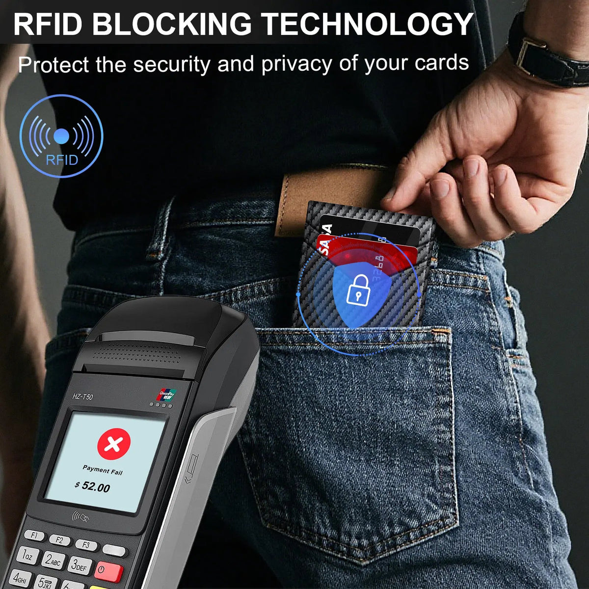 🔥 Men's RFID Minimalist Wallet | Slim Bifold Card Holder with Pop-Up Card Slot & Money Clip