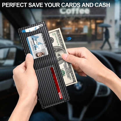 🔥 Men's RFID Minimalist Wallet | Slim Bifold Card Holder with Pop-Up Card Slot & Money Clip