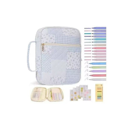 【Your Exclusive Discount】Bible Cover Case for Women Large Bible Bag, Bible Study Supplies Journaling Kit Quilted Church Bag with Handle, Puffer Carrying Case w/Tabs Accessories Easter Mothers Day Christian Gifts for Women Mom