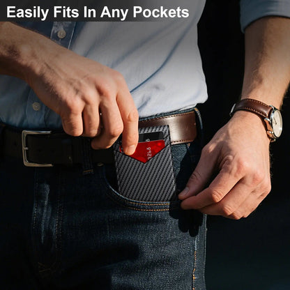 🔥 Men's RFID Minimalist Wallet | Slim Bifold Card Holder with Pop-Up Card Slot & Money Clip