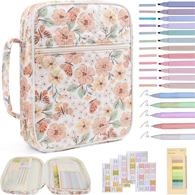 【Your Exclusive Discount】Bible Cover Case for Women Large Bible Bag, Bible Study Supplies Journaling Kit Quilted Church Bag with Handle, Puffer Carrying Case w/Tabs Accessories Easter Mothers Day Christian Gifts for Women Mom
