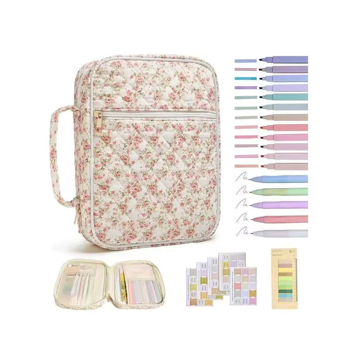 【Your Exclusive Discount】Bible Cover Case for Women Large Bible Bag, Bible Study Supplies Journaling Kit Quilted Church Bag with Handle, Puffer Carrying Case w/Tabs Accessories Easter Mothers Day Christian Gifts for Women Mom