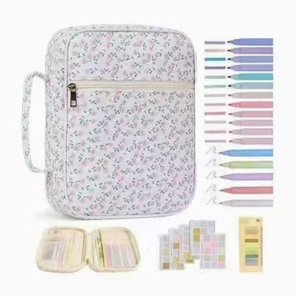 【Your Exclusive Discount】Bible Cover Case for Women Large Bible Bag, Bible Study Supplies Journaling Kit Quilted Church Bag with Handle, Puffer Carrying Case w/Tabs Accessories Easter Mothers Day Christian Gifts for Women Mom