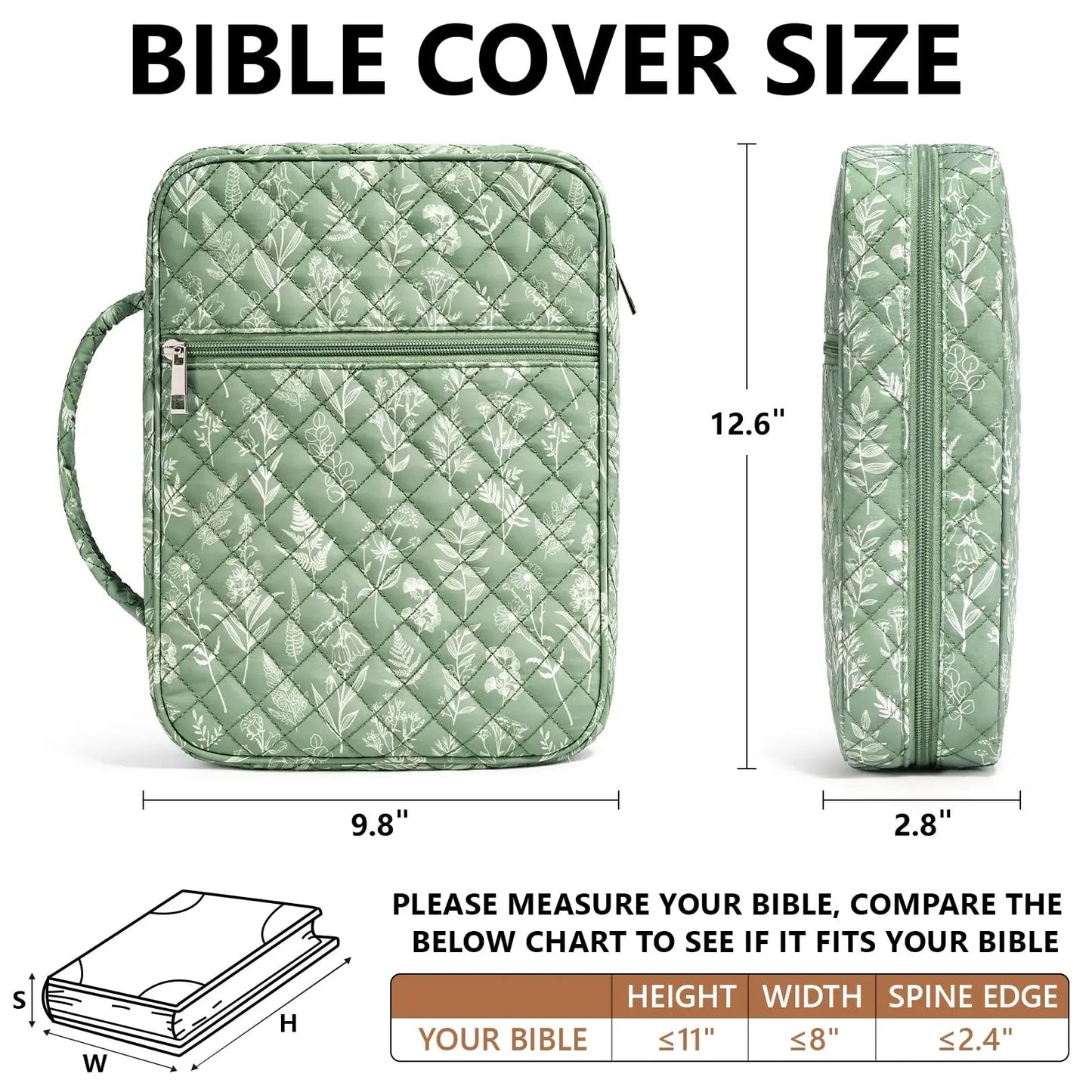 【Your Exclusive Discount】Bible Cover Case for Women Large Bible Bag, Bible Study Supplies Journaling Kit Quilted Church Bag with Handle, Puffer Carrying Case w/Tabs Accessories Easter Mothers Day Christian Gifts for Women Mom