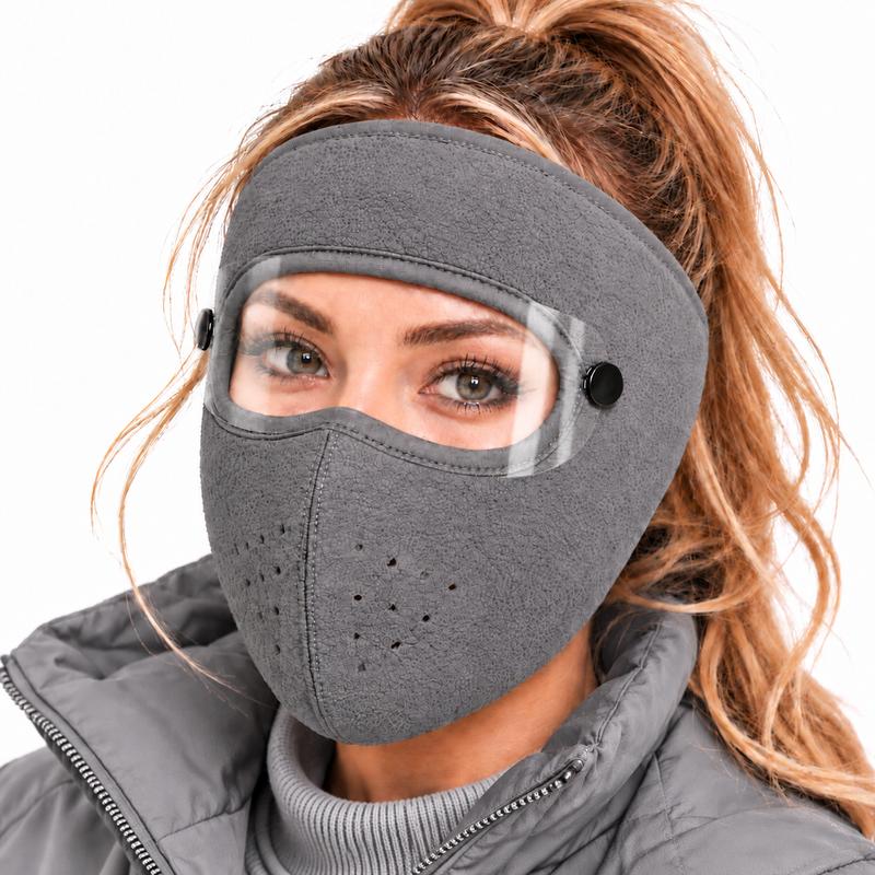 🎄🎁Winter Face Mask with Detachable Goggles, Windproof Thermal Fleece Lined Full Face Cover ❄️